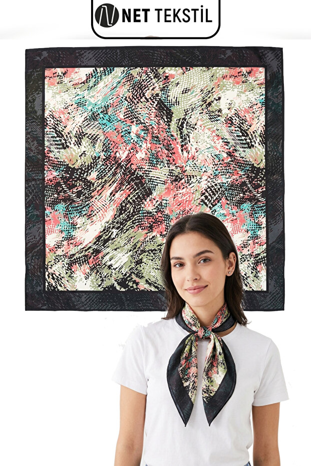 وشاح نسائي بألوان الباستيل منقوش متعدد الأغراض مقاس 50x50 سم