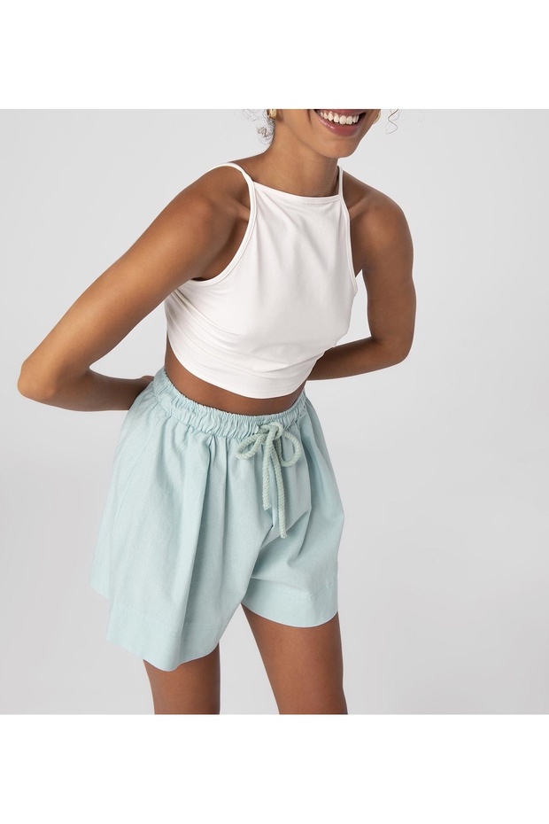 Alda Linen Women's Pocketless Shorts Mint Green
