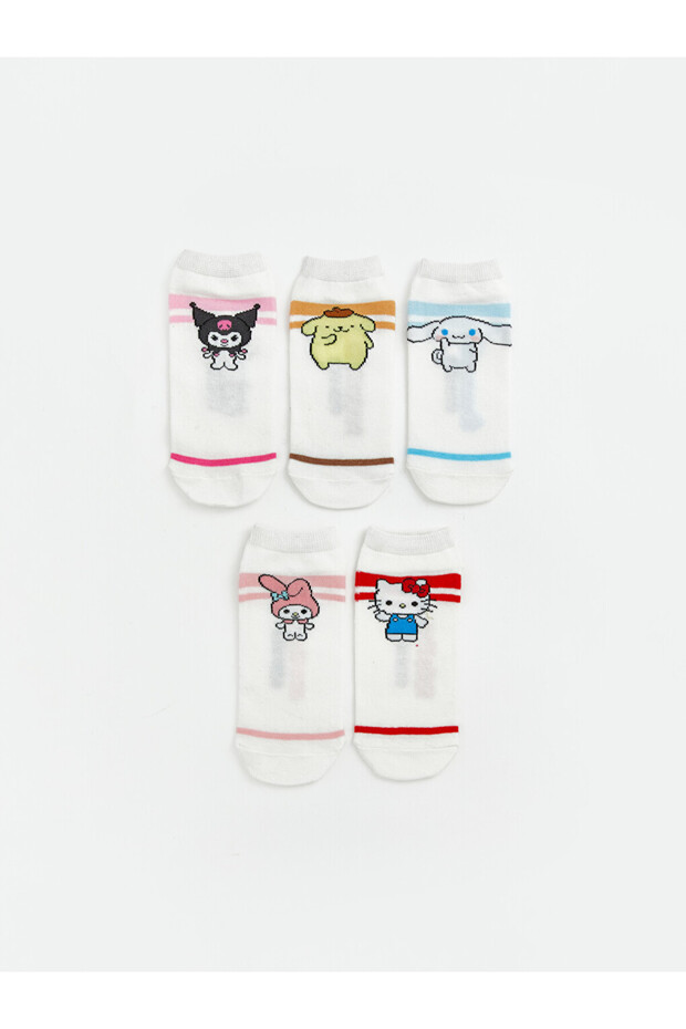Rmz Gi̇yi̇m Farkiyla Hello Kitty Licensed Girls' Booties Socks 5-Pack
