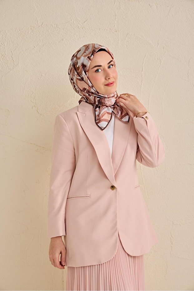 وشاح حرير تويل بنمط تجريدي فضي 90x90