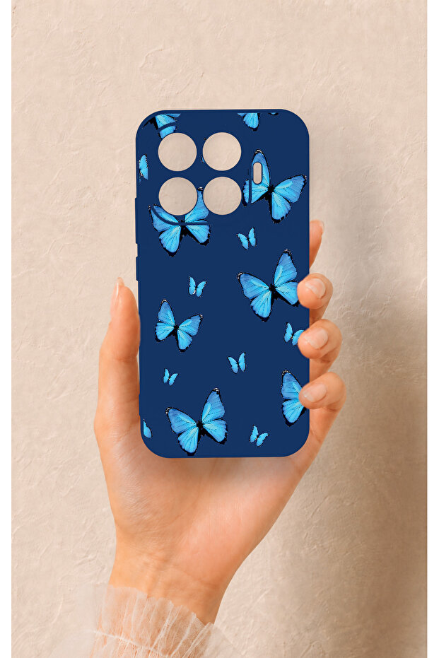 Mi 17t 5g Compatible Blue Butterfly Pattern Silicone Case