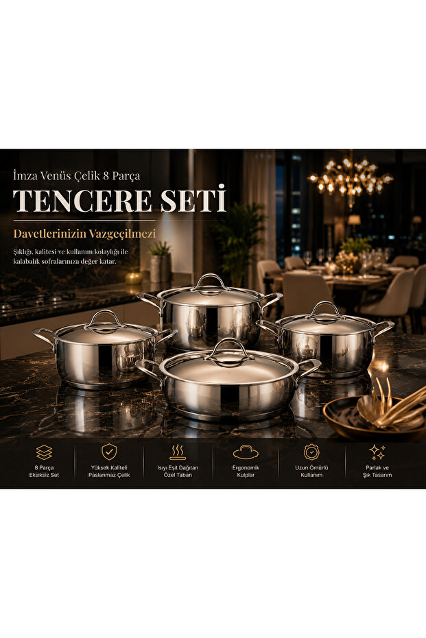 İmza Çelik 8 Parça Tencere Seti