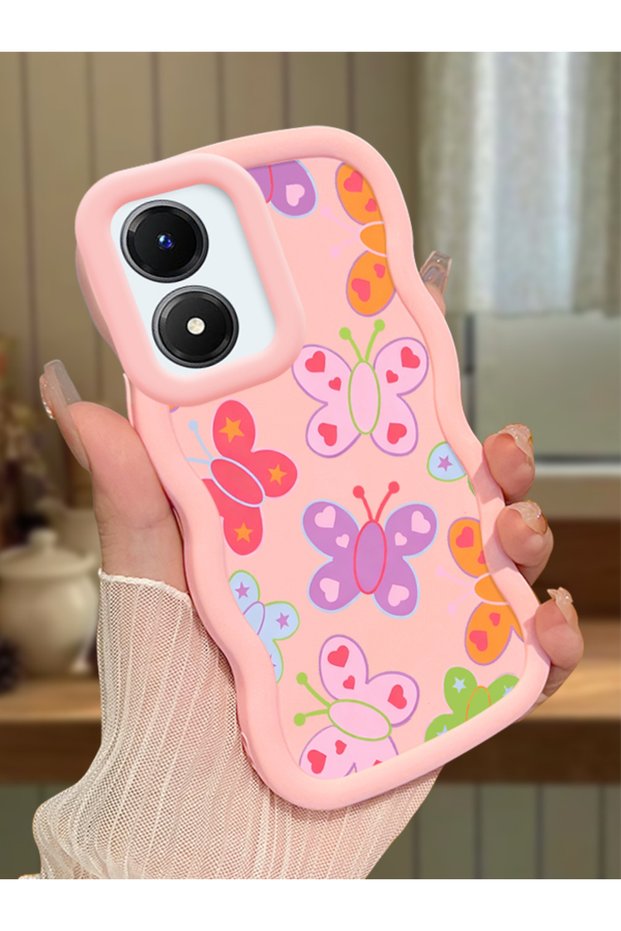 Vivo Y02S Compatible Case Camera Protector Pink Silicone Couple Phone Case Butterfly Pattern