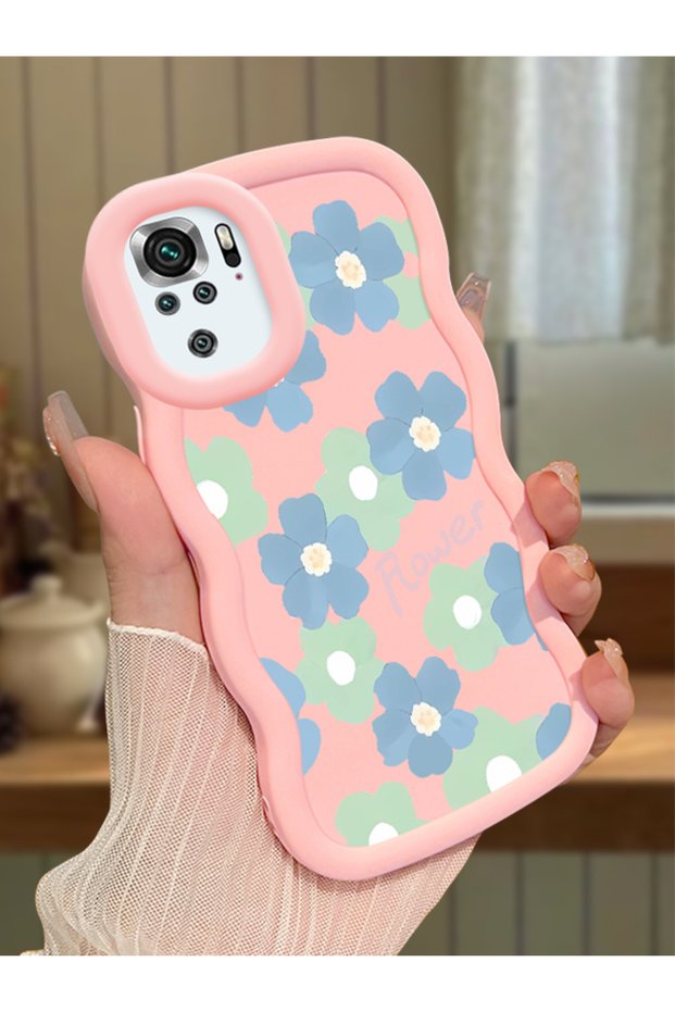 Redmi Note 10S Compatible Case Camera Protector Pink Silicone Couple Phone Case Floral Pattern