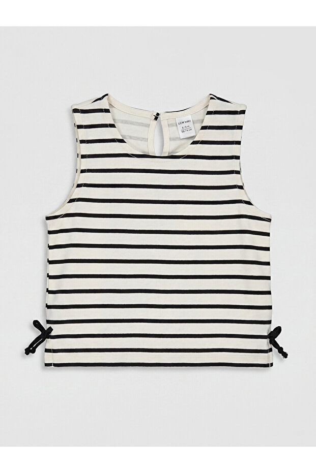 Original Oval Collar Striped Girls' Undershirt