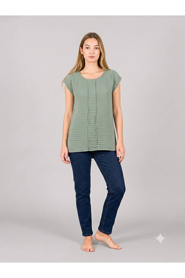 Muslin Blouse with Fringes on the Front