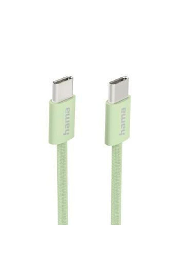 Hama Fabric Charging Cable, USB-C - USB-C, 1 M, Nylon, Green