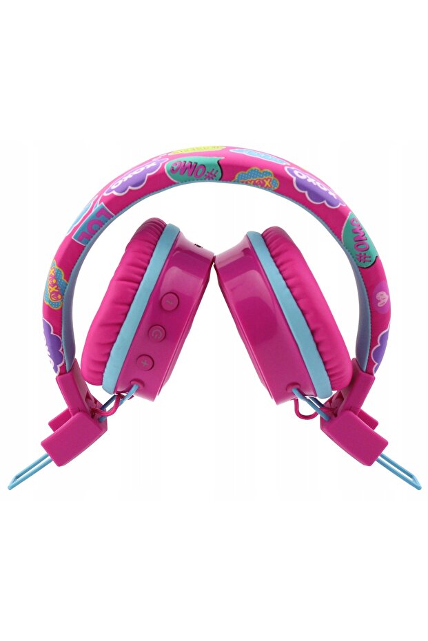 Căști wireless Bluetooth pentru copii, roz