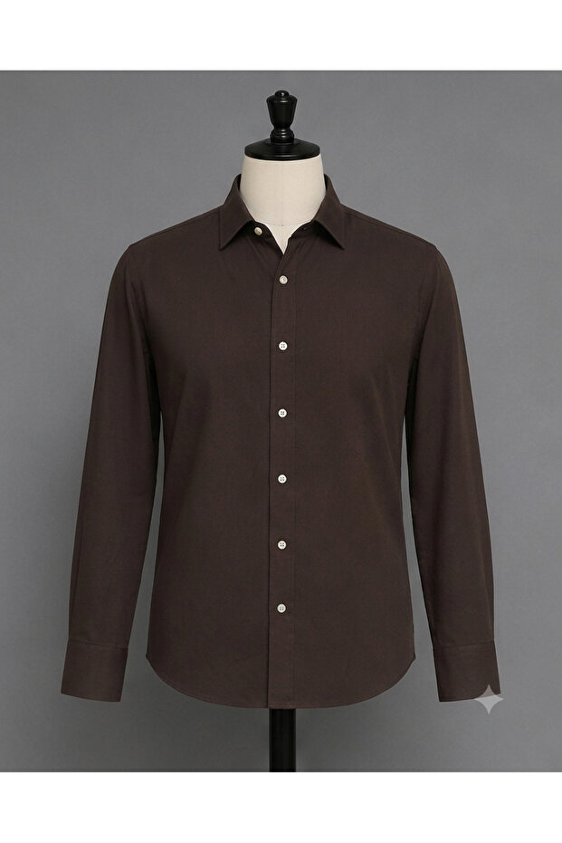Men's Long Sleeve Plain Muslin Shirt