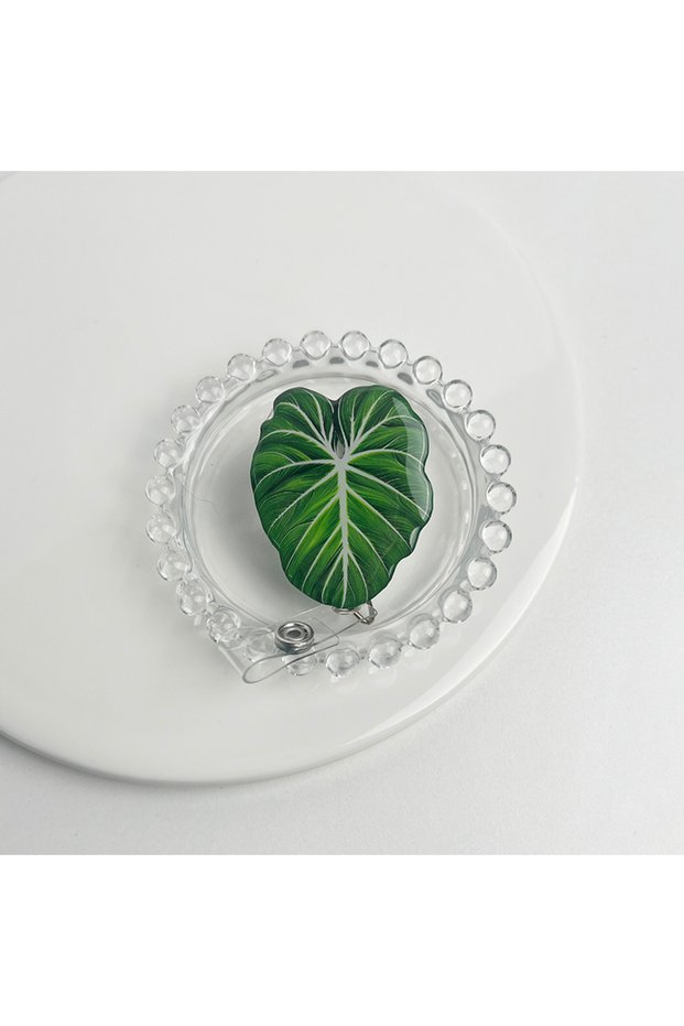 R35-04 New Style Tropical Plant Leaf Retractable Badge Holder Reel Exhibition Enfermera Student Boy