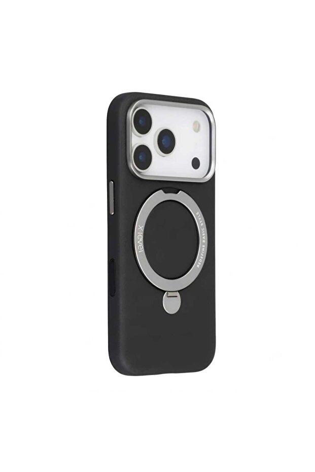 iPhone 17 Pro Better Enjoyment Stand Compatible Case Premium Leather with MagSafe Ring Stand Matte Cover Supports Wireless Charging