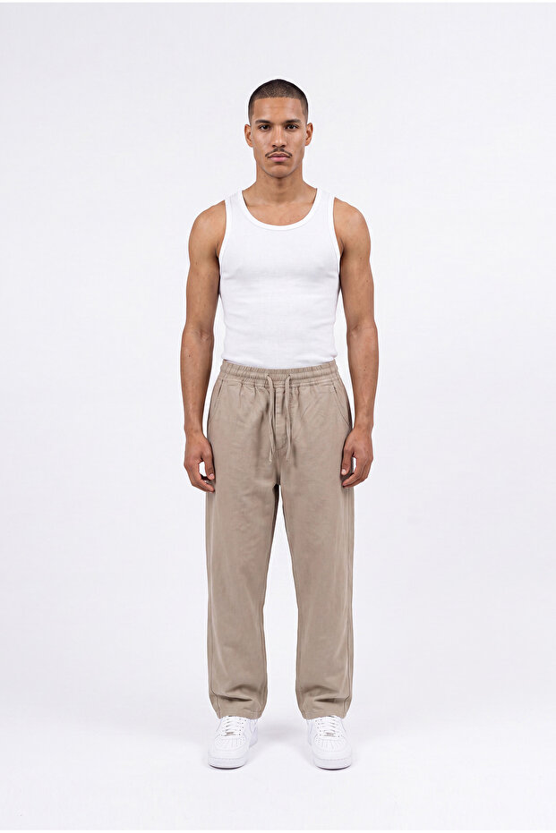 Men's Baggy Linen Trousers Khaki