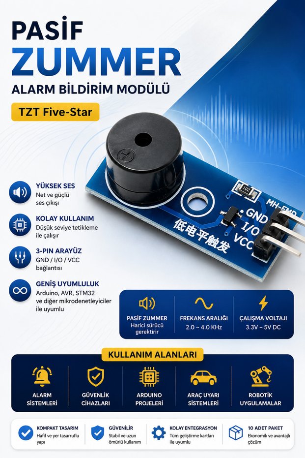 RoboPazar Pasif Buzzer Modülü – Arduino, STM32 ve ESP32 Uyumlu Ses ...