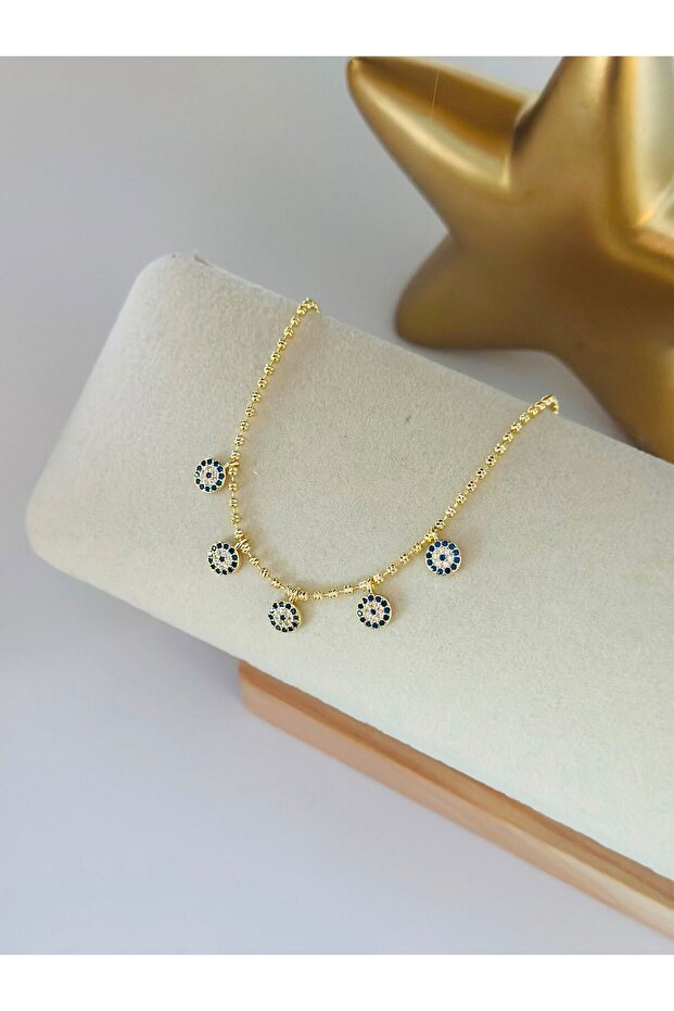Zircon Stone Evil Eye Detail Steel Bracelet