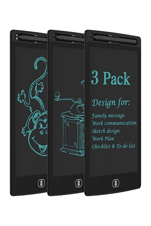 [عبوة من 3 قطع] لوح كتابة إلكتروني TIQUS مقاس 8.5 بوصة بشاشة LCD