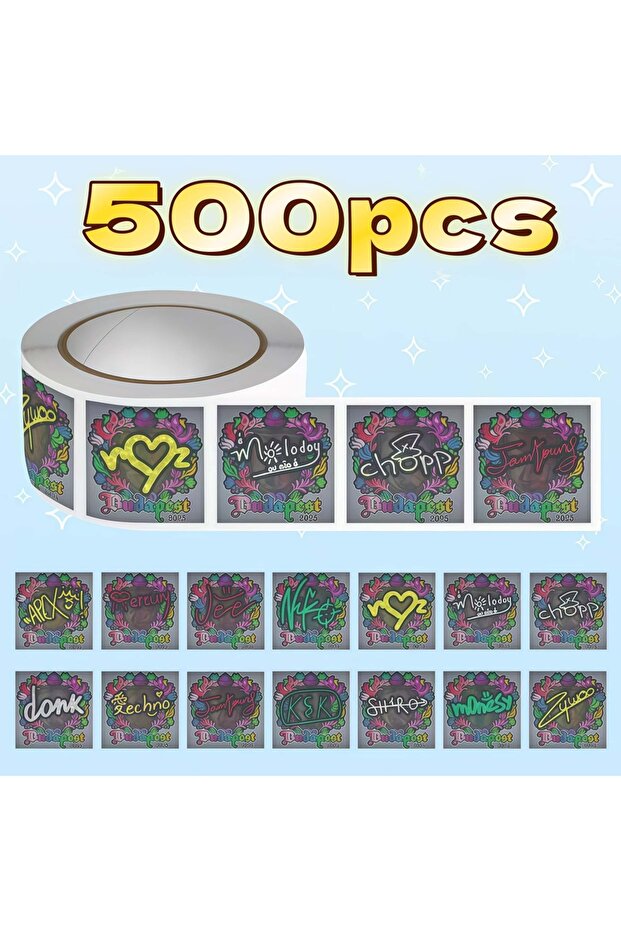 green 500Pcs CS2 Budapest Major Signature Sticker Roll, Floral Frame Pro Player Autograph Labels for
