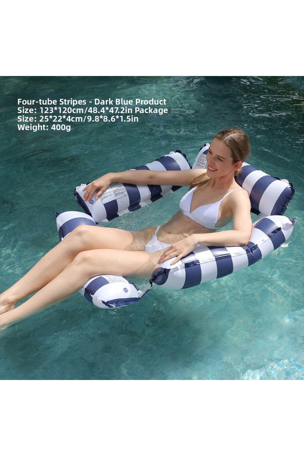 WDF0210 4 Tubes Inflatable Pool Float Thickened PVC Anti Rollover Water Lounger for Adults Summer Be