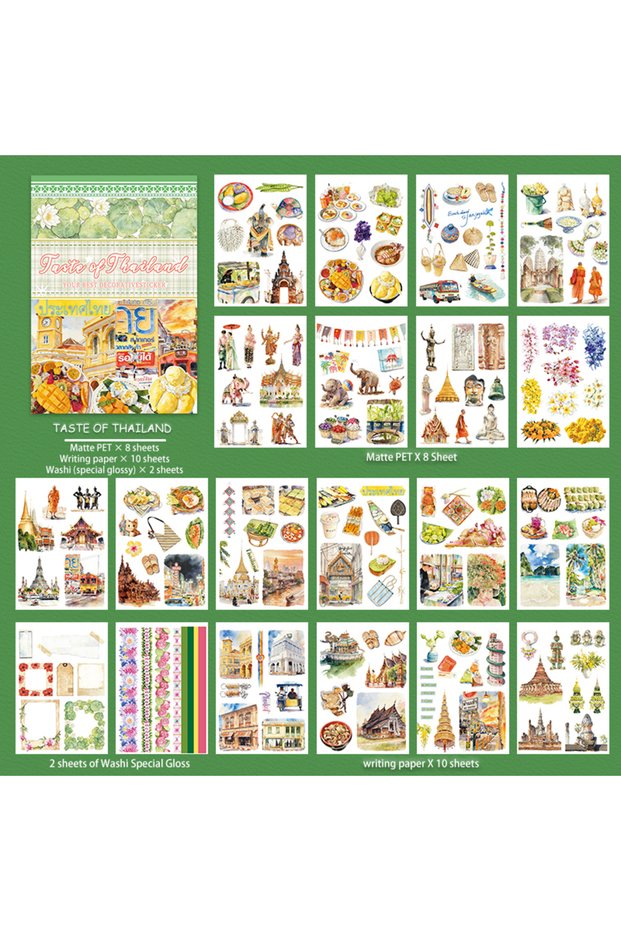 TZ179-1 20Sheets Large Size Waterproof Dual-Material Urban Elites Washi PET Sticker Book Business Su