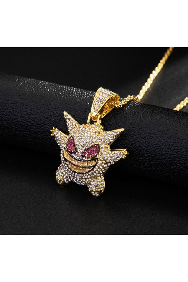 A New Cartoon Pokemon Gengar Anime Figure Metal Necklace Decorative Necklace Hip Hop Necklace Jewel.