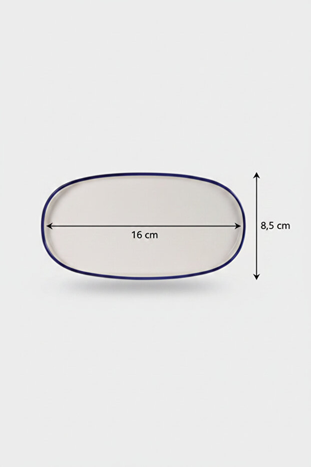 6-Piece Toledo Oval Kayak Plate 16X8,5Cm Rim Navy Blue