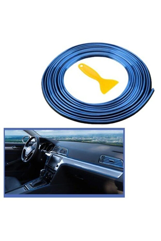 5Mt Car Auto Blue Trim Decoration Tape Rubber Elastic Grid Strip Tape