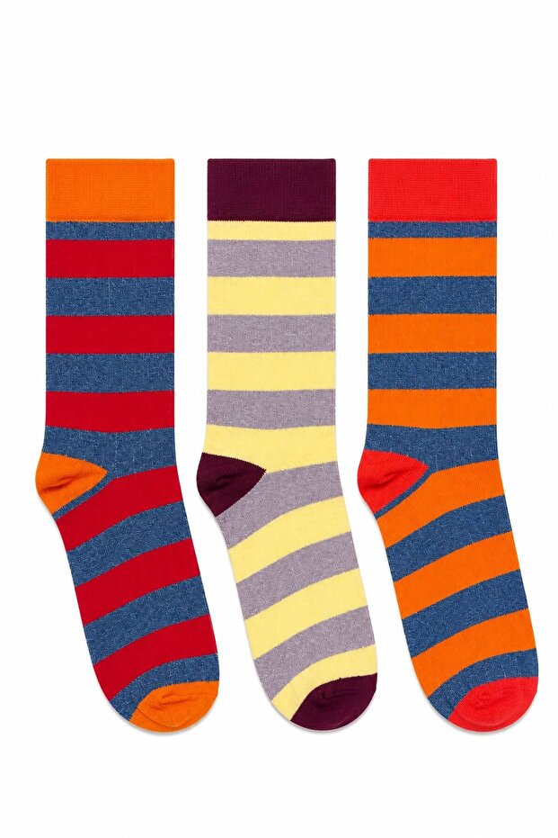 Striped Retro Socks Cotton Unisex 3-Pair Socket Socks Colorful Casual Striped Socks Comfortable Socks Gift Socks Sc22782