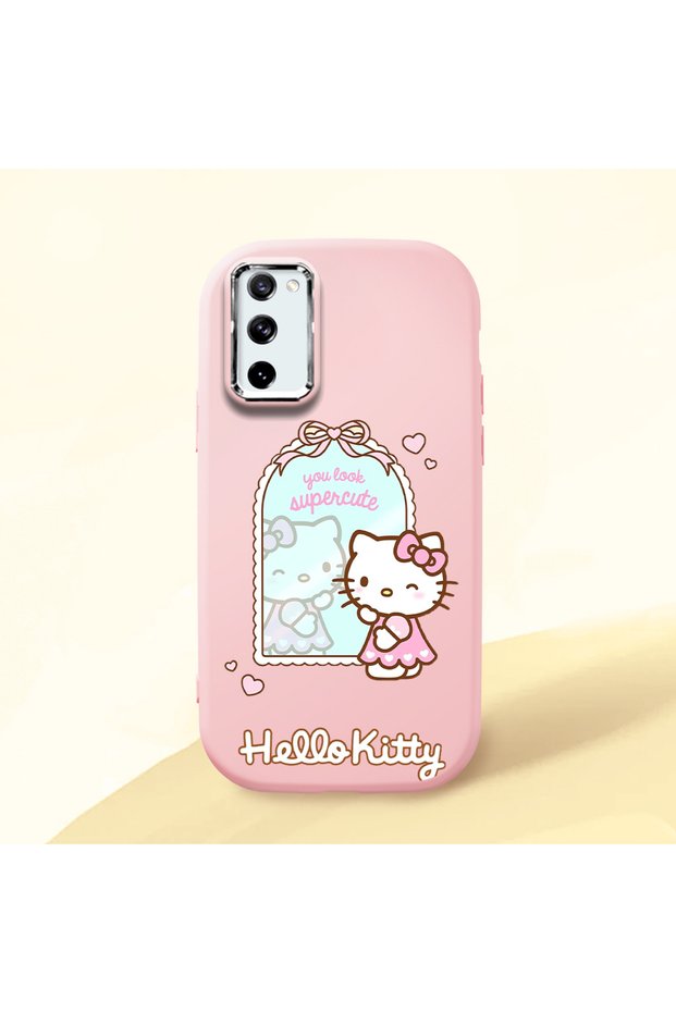 Samsung Galaxy S20 Fe Compatible Case with Camera Protection Pink Silicone Couple Phone Case with Kitty Pattern