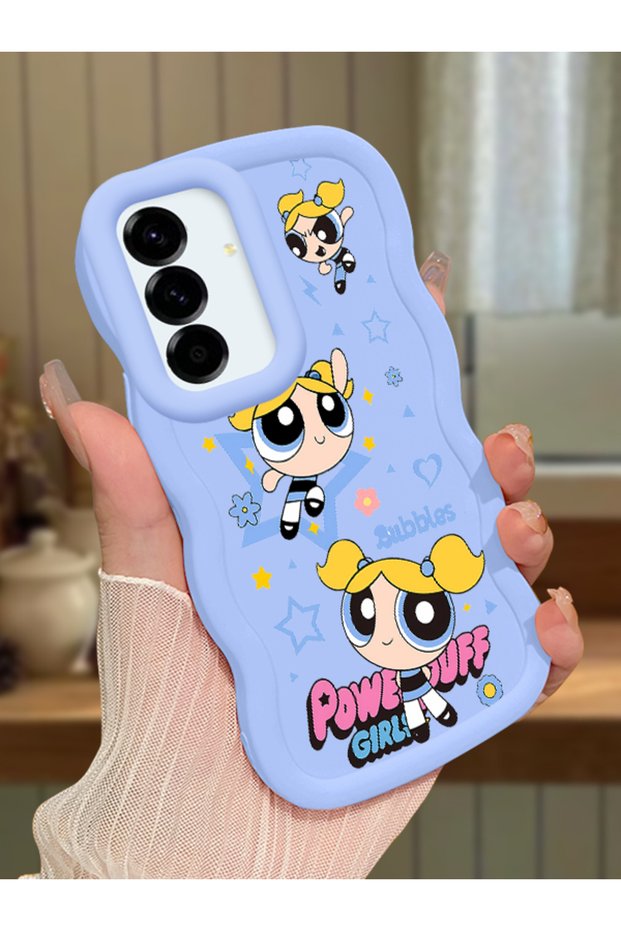 Samsung Galaxy A56 Compatible Case Camera Protective Blue Silicone Couple Phone Case Cartoon Pattern
