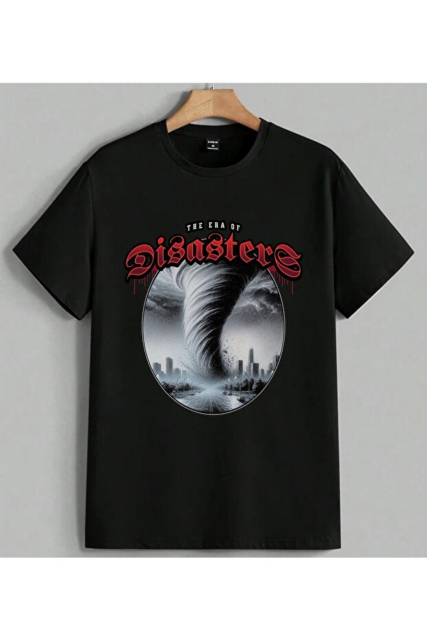 Kasirga Disaster the Era of Printed Unisex Oversize T-Shirt Black