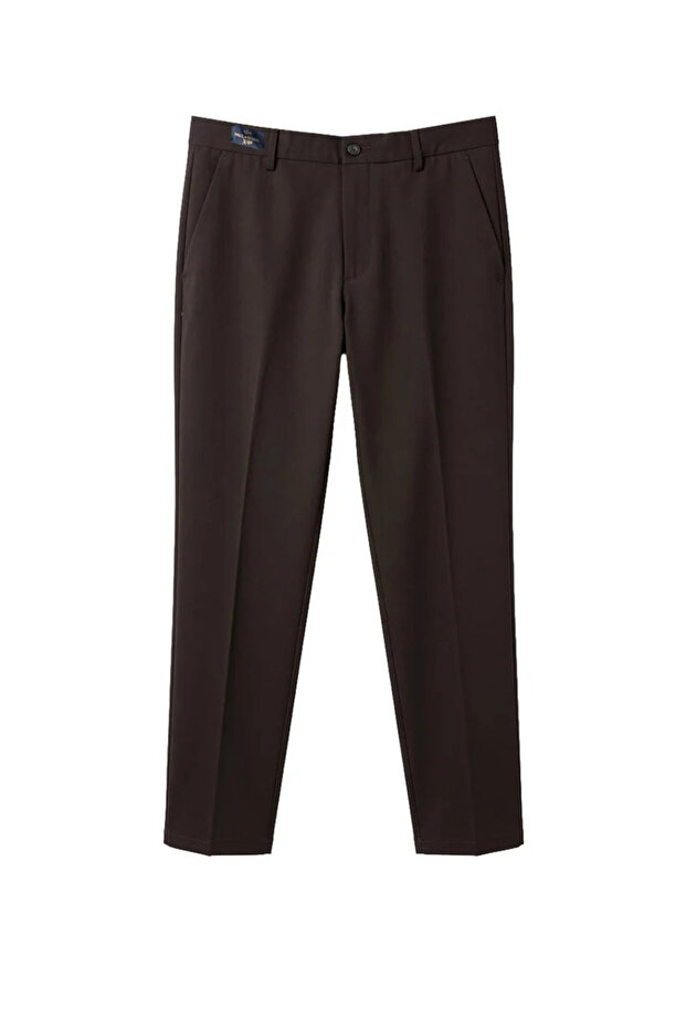 Men's Regular Fit Cotton Straight-Leg Brown Trousers