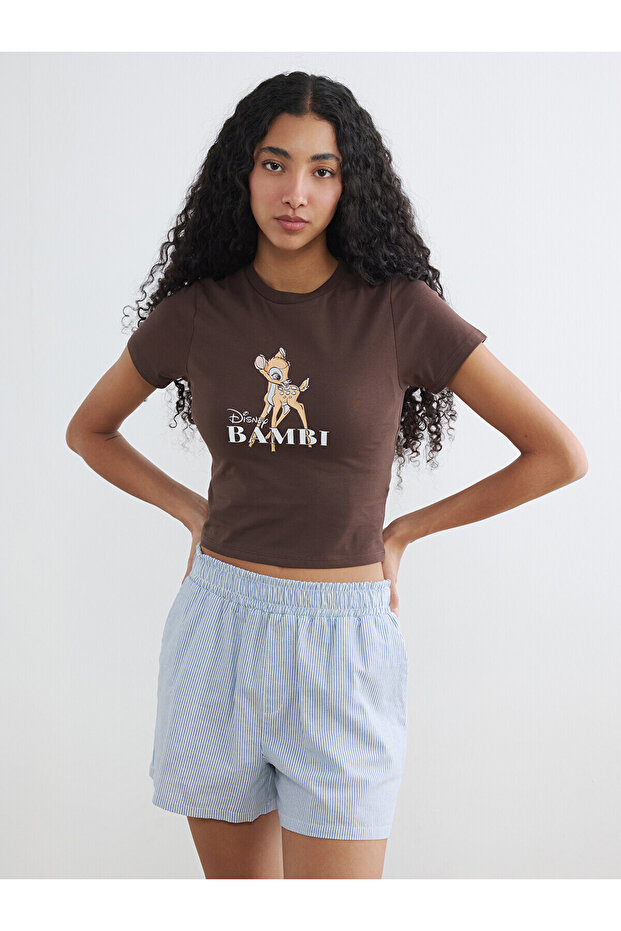 Original Oval Collar Bambi Printed Women's Crop