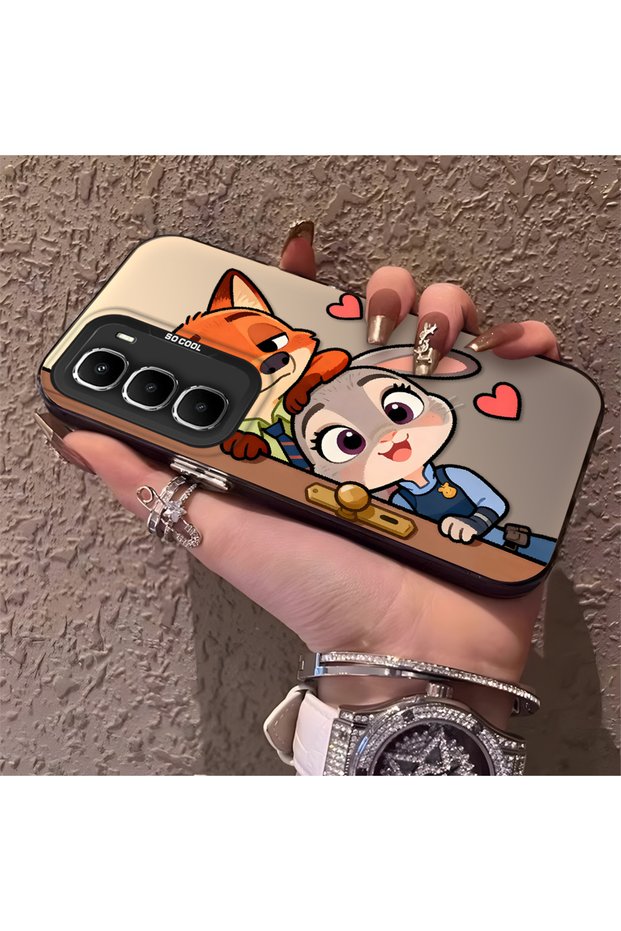 Infinix Hot 60 Pro Plus Compatible High-Quality Cartoon Fox and Rabbit Couple Printed Case