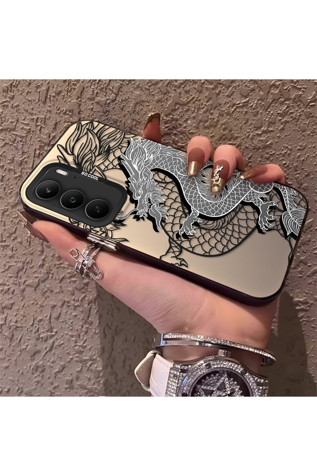 Realme C75 4g Compatible High-Quality Chinese-Style Black and White Dragon Printed Case