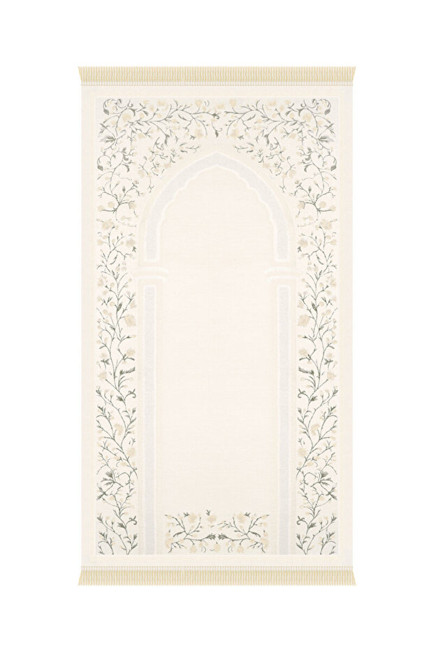 Beige Spring Branch Pattern Embossed Special Woven Prayer Rug