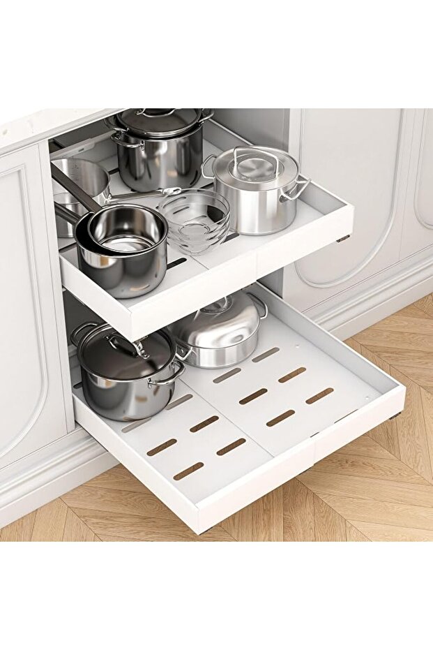 منظم خزائن قابل للسحب عالي التحمل، رف أدراج قابل للتمديد بعمق 42 سم (32-52 سم)