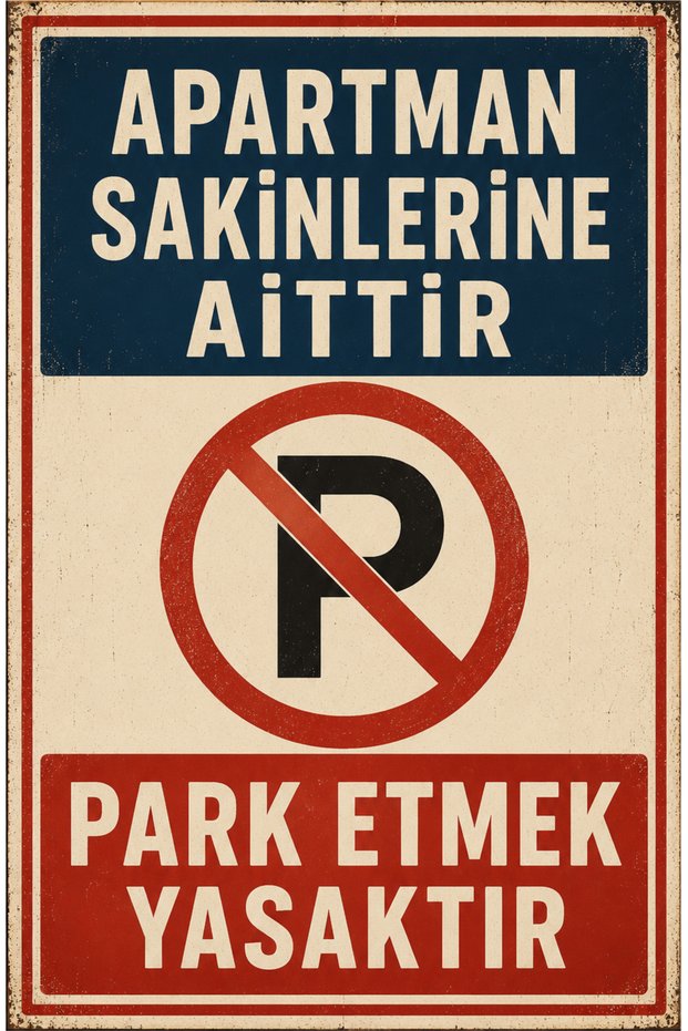 Retro Apartment Residents Only No Parking Metal Warning Sign 15X20 cm