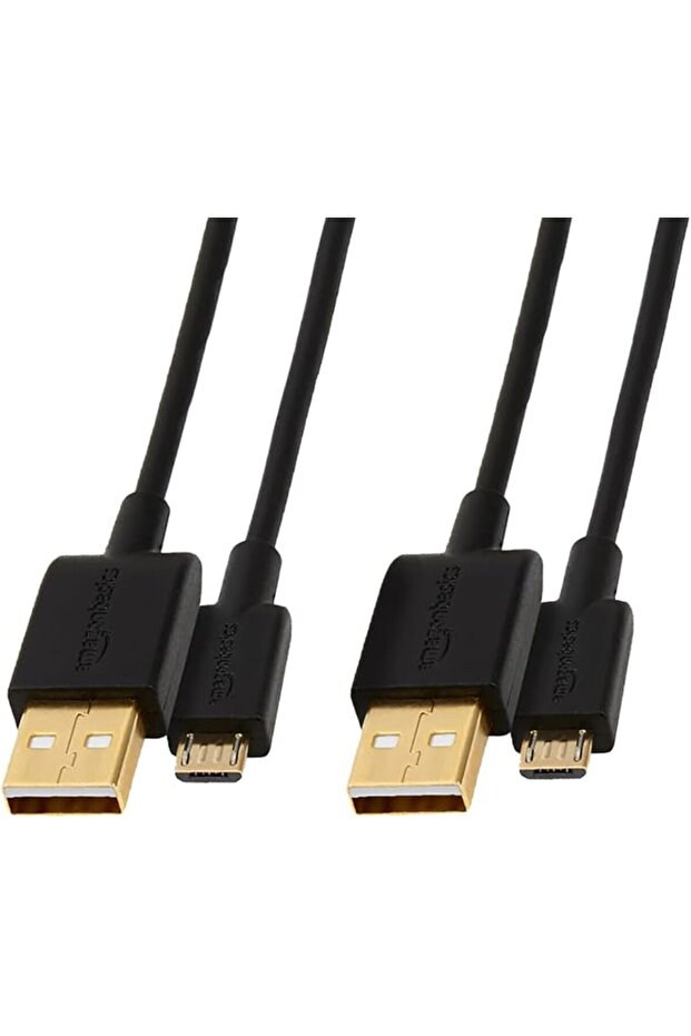 كابل شحن AmazonBasics USB 2.0 من النوع A إلى Micro B (عبوة من قطعتين)، بطول 3 أقدام، أسود
