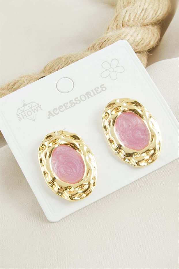 Oval Enamel Earrings