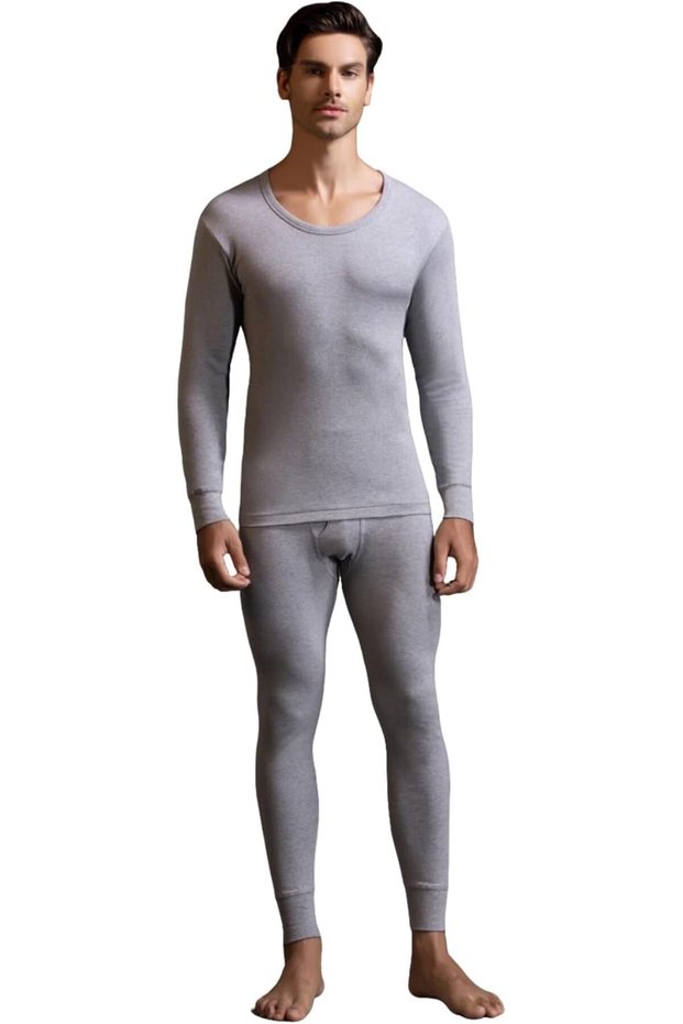 UimoKi Thermal Underwear Set for Men Ultra Soft Warm Winter Base Layer Tops Bottoms Long Sleeve Crewneck Suitable For Camping Daily Wear Work Outdoor Activity Cold Weather