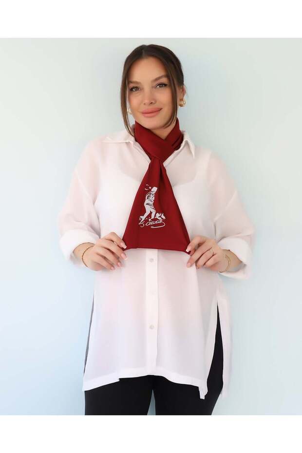 Ataturk Printed Solid Color Scarf