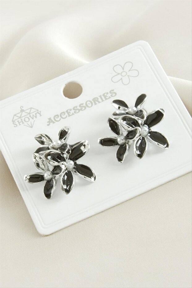 Kmrsfres Daisy Enamel Earrings - (185111) Silver Color