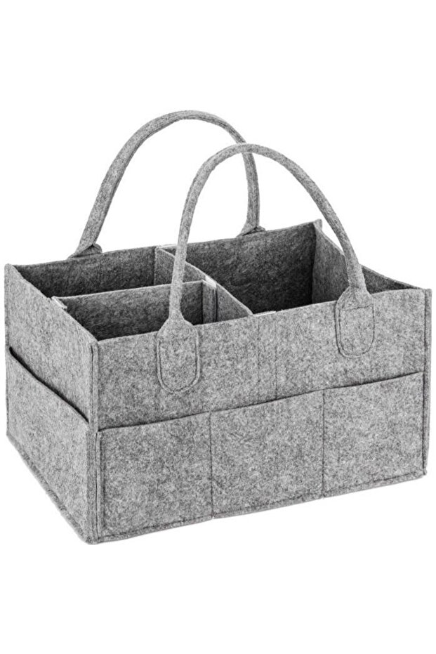 Baby storage basket - Diaper storage basket - Gray - 33 x 22 x 17 cm - Wipe clean