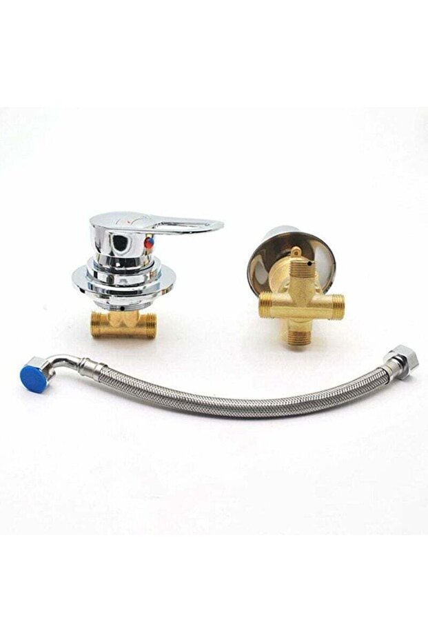 All-copper threaded split three-function shower enclosure two-piece mixer faucet, ceramic valve core hot and cold water mixer faucet, chrome-plated...