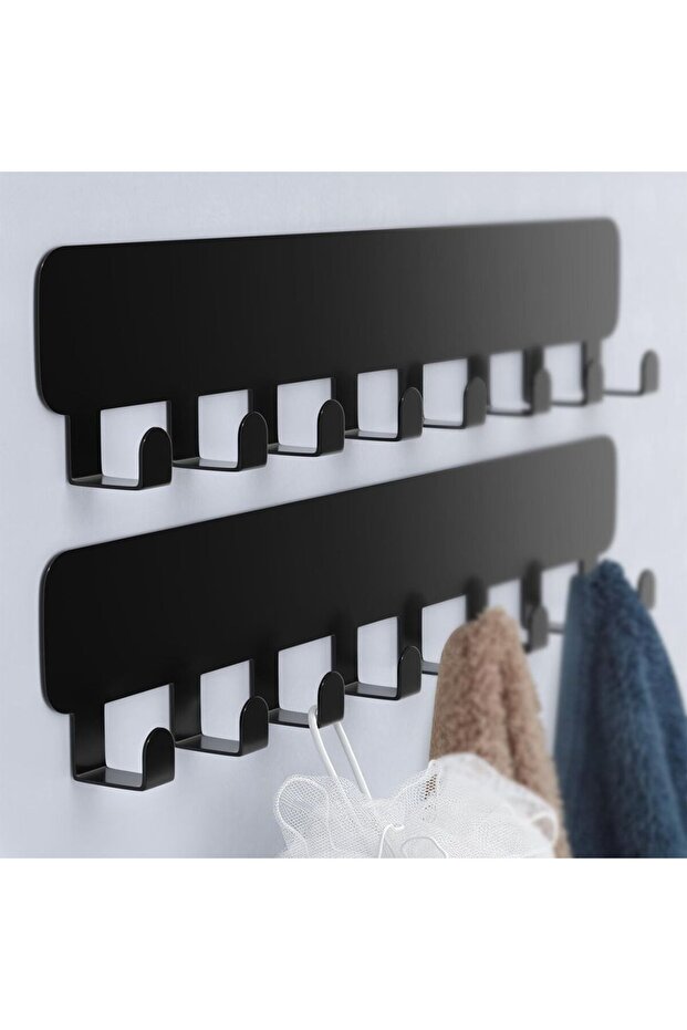 8-hook wall hooks, no drilling required, suitable for towels, kitchen, and bathroom.