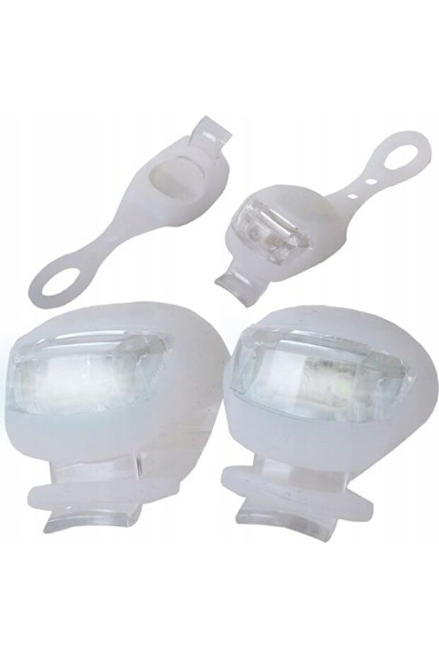 Silicone bicycle lights, 4-piece set, white, two large sizes and two small sizes.