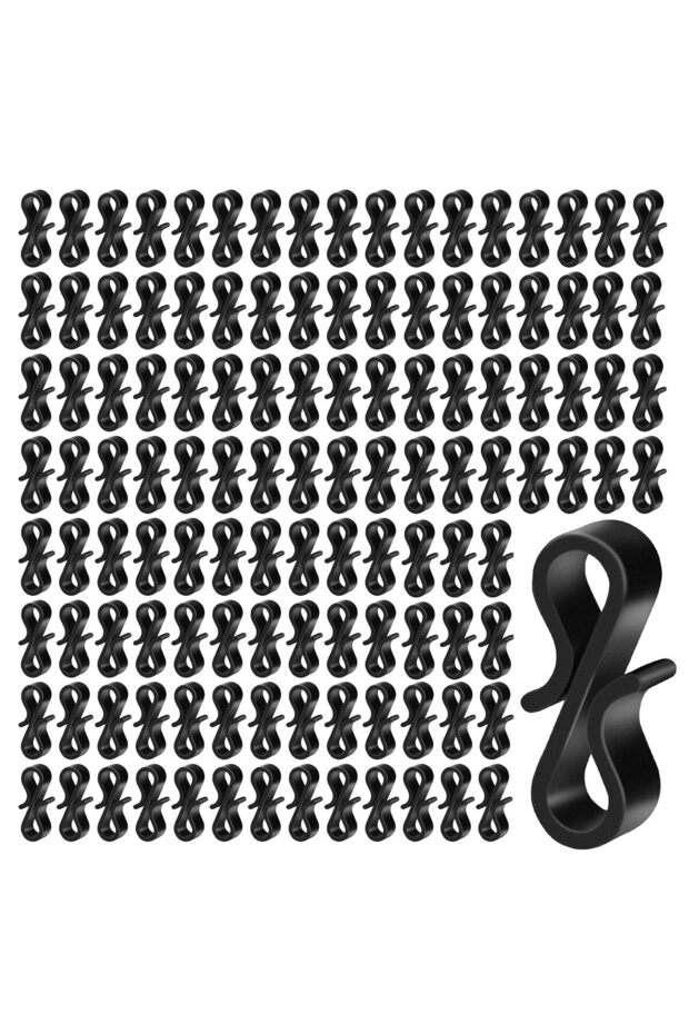 A pack of 120 black drain hooks, outdoor plastic drain light hooks, reusable S-hooks