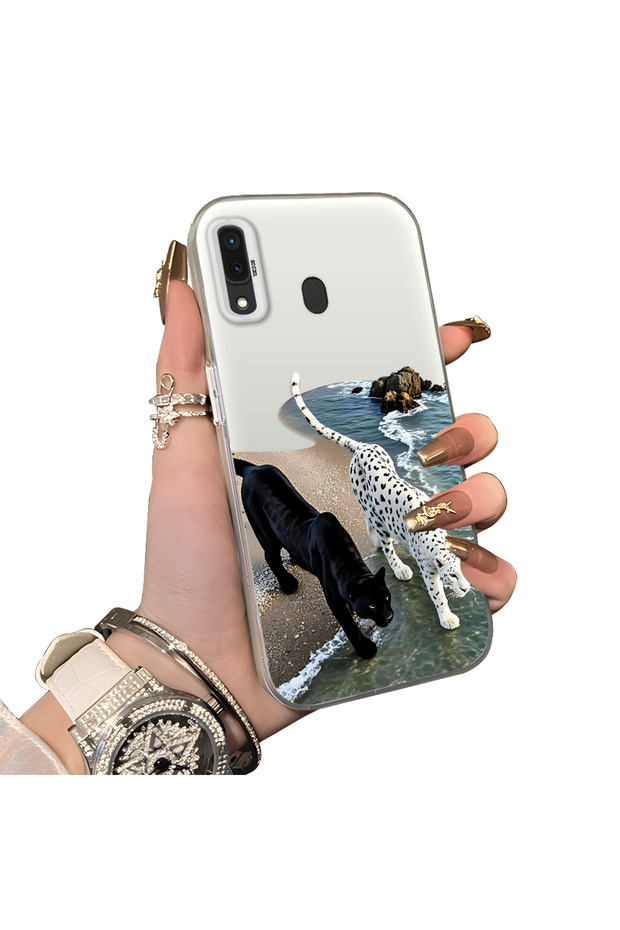 Samsung Galaxy A30/A20 Compatible Hard Acrylic Back Silicone Edge Lens Protection Case