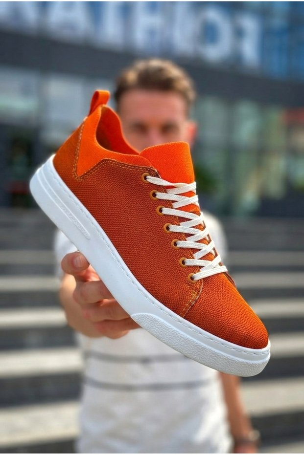 Zrk-X204 Premium Orange Linen High Sole Casual Men's Shoes