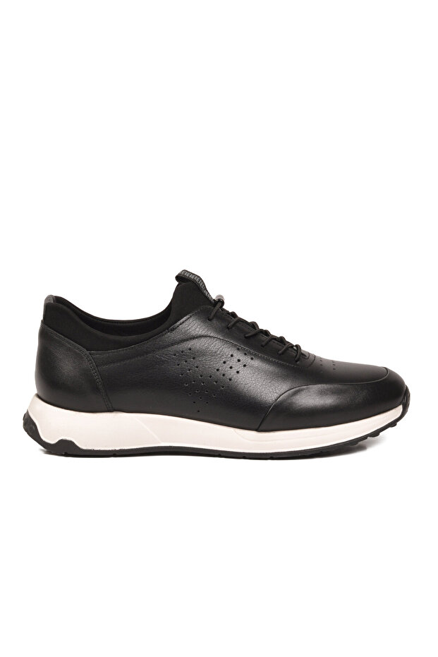 Black Genuine Leather Rubber Laced Comfortable Sole Men's Casual Shoes M6630 m