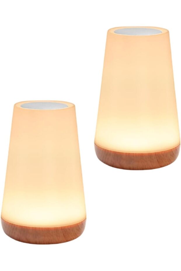 Two Nightlights Dimmable Touch Bedroom Light Portable Table Lamp 5 Brightness 13 RGB Colors Baby Room Bathroom Desktop Edge Hallway